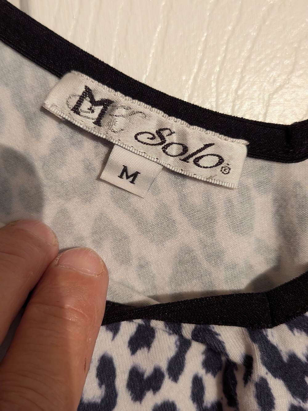 Women's Black and White Leopard Printed Top - M
